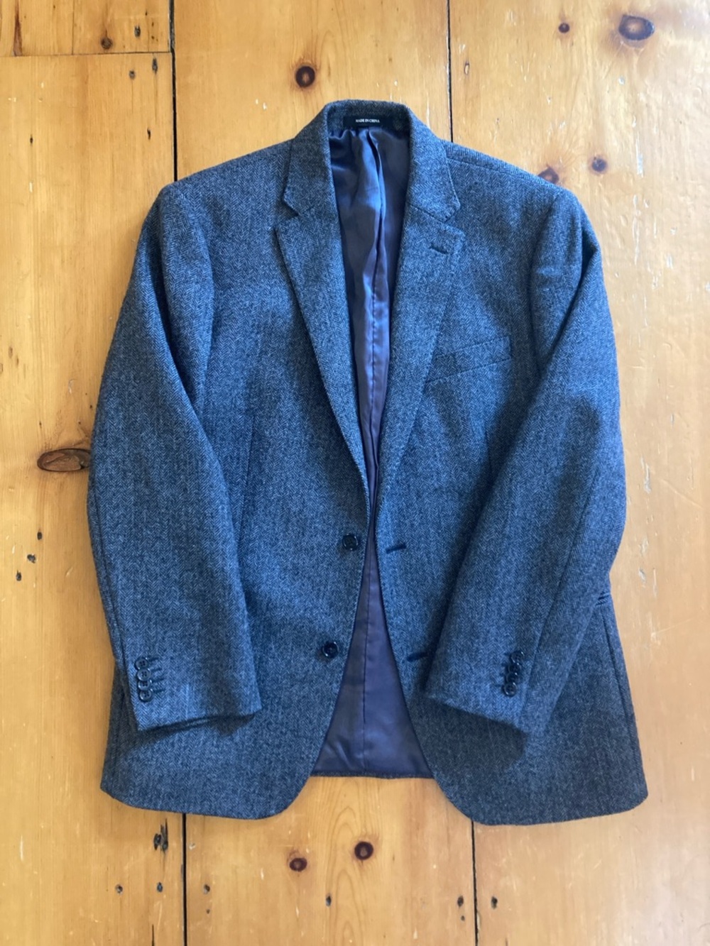 Lauren Ralph Lauren Gray Herringbone Wool-Blend Blazer